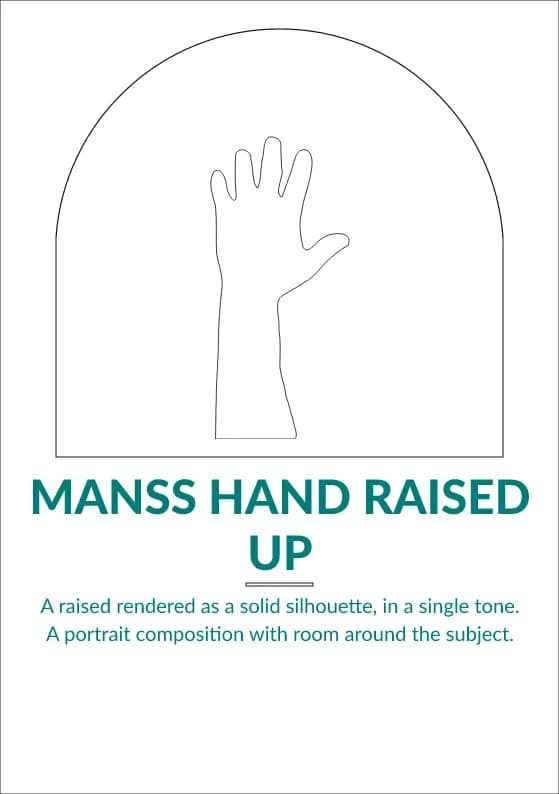 Vector image of manss hand raised up, structure layer
