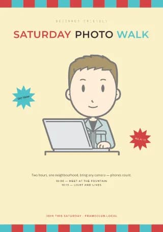 Photography Walk A5 Flyer — Checkerboard with Male Computer Art