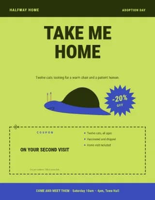 Pet Adoption Letter Poster — Retail Coupon with Snail Art