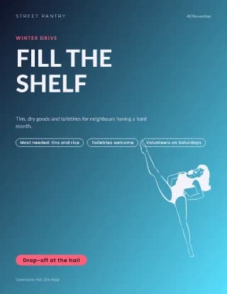 Charity Drive Letter Poster — Gradient Hero with Woman Art