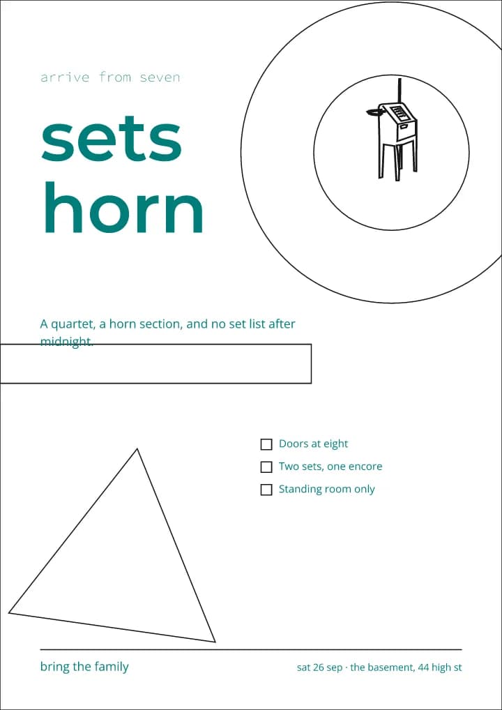 Jazz Night A2 Poster — Bauhaus Geometric No.03, structure layer